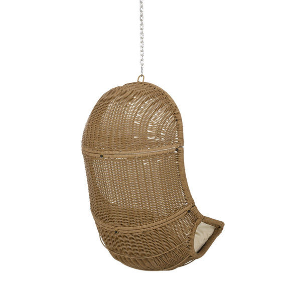 English Elm Christopher Knight Home® - Berkshire Woven Hanging Chair With 8Ft Adjustable Chain – Cozy Indoor/Outdoor Seat With Cushions 70842.00BGE