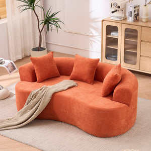 English Elm Crescent-shaped Cloud Sofa Three Seat Low Profile Chenille Living Room Curved Couch Orange W2012P375738