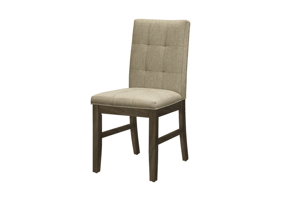 English Elm Dining Chair Set of 2 Tufted Brown Fabric Grey Wood Frame Transitional Seating B2710P461769