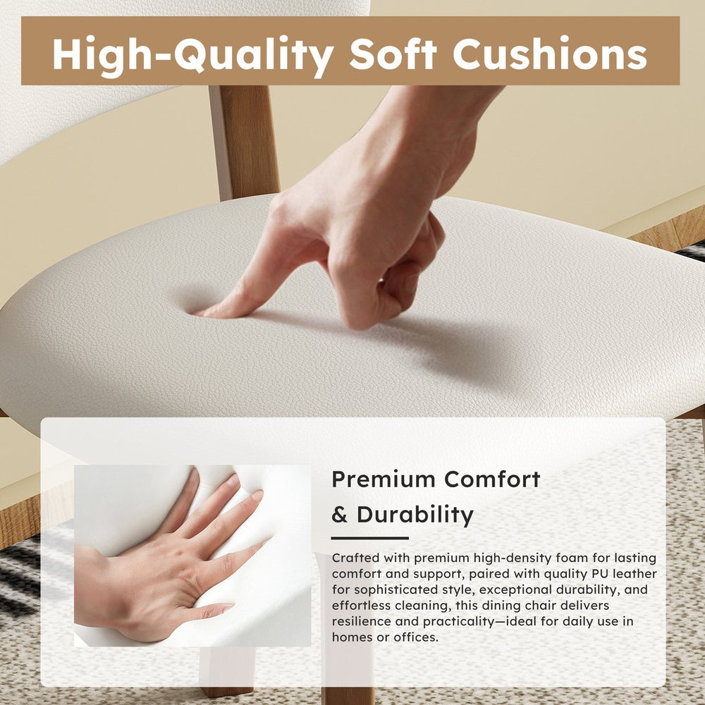 English Elm Solid wood dining chair set of 2 with PU leather seats, ash wood frame, ergonomic comfort, White+Walnut blend elegance W509P342510