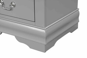 English Elm Light Gray Contemporary Nightstand Solid Rubberwood Dovetail Drawer Bedroom Storage Gray B2741P433361