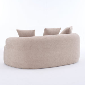 English Elm LY-025S Curved Loveseat Sofa Compact 65" chenille upholstery, 30D foam with spring core, 300lb capacity, 3 pillows, apartment-friendly Apricot Cream W2231P292607