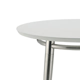 OSP Home Furnishings Brooklyn Round Top End Table White/Brushed Nickel