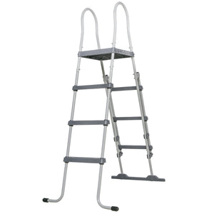 English Elm Outsunny A-frame Above Ground Pool Ladder with Platform Galvanized Steel 48 Inch W2225P200795