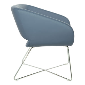 OSP Home Furnishings Faux Leather Accent Chair with Chrome Base for Modern Office or Living Room Blue LRL-R105