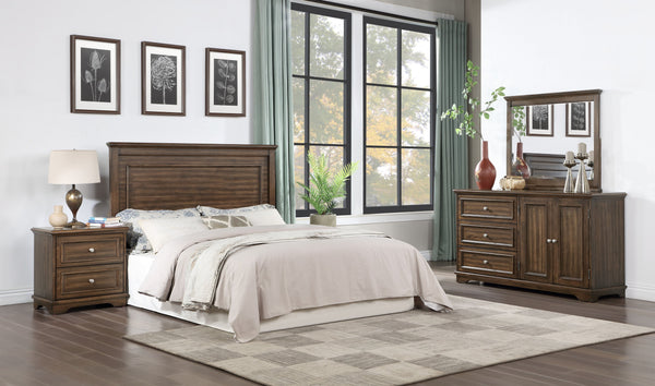 English Elm Franklin Walnut Four Piece Full Bedroom Suite with Headboard Dresser and Nightstand B2726P457620