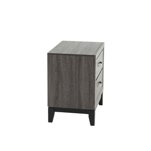 English Elm Two-Tone Wooden Nightstand with Two Drawers, Contemporary Grey Finish, Stylish Bedside Storage and Charm Grey+Black B016P251357