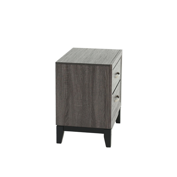 English Elm Two-Tone Wooden Nightstand with Two Drawers, Contemporary Grey Finish, Stylish Bedside Storage and Charm Grey+Black B016P251357
