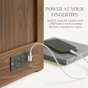 English Elm Queen Cabinet Murphy Bed Pine Wood Frame Geometric Panel Usb Charging Guest Room W504S00306