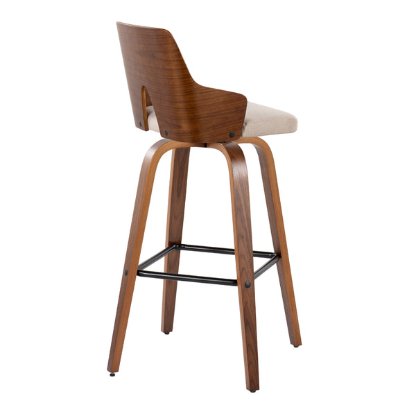 English Elm Fixed-height Swivel Counter Stools with Faux Leather Seats and Chrome Footrest Set of 2 B202S02153