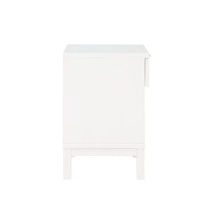 English Elm Blake Coastal Cane 1-Drawer Nightstand in White Solid Wood with Open Shelf, Gold Pull, 28.25"L B050P376944