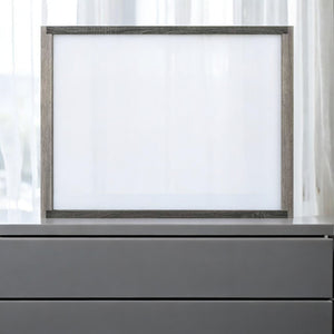 English Elm Jehoram Gray Finish Mirror with 45x35 Inner Glass, Transitional Composite Wood Frame, Stylish Wall Accent B2726P289087