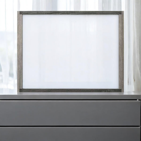 English Elm Jehoram Gray Finish Mirror with 45x35 Inner Glass, Transitional Composite Wood Frame, Stylish Wall Accent B2726P289087