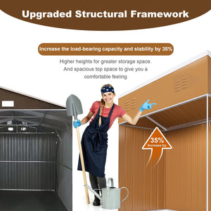 English Elm 8x4 Galvanized Steel Outdoor Storage Shed Weatherproof Backyard Tool Organizer W2700P344174