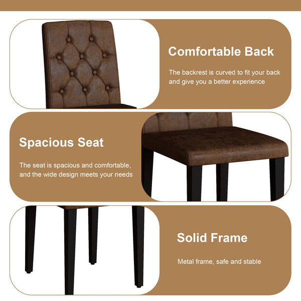 English Elm 42 Inch Round Dining Set Mdf Wood Grain Table with Tufted Suede Chairs for Four W1151S04474