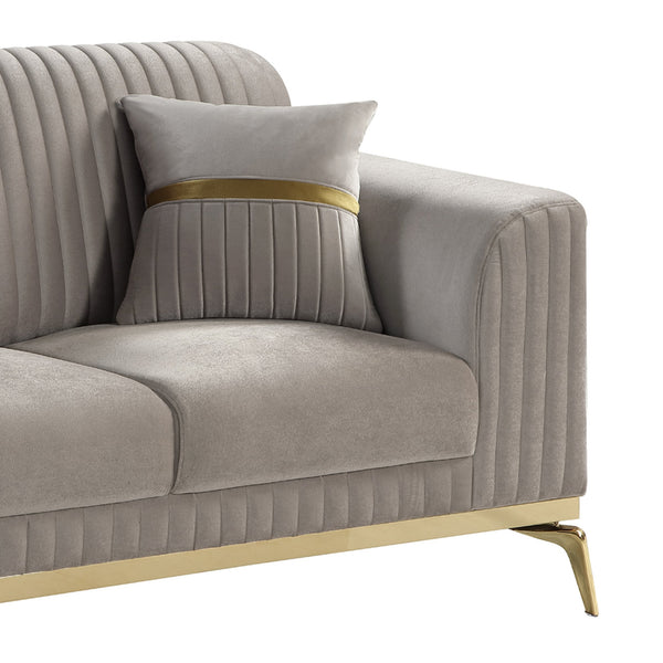 English Elm Antigua Glam Two Seat Loveseat with Gold Accent Arms and Plush Upholstered Cushions Taupe+Gold B009P417480