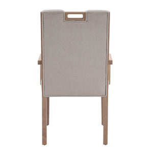 English Elm Upholstered Armchair Dining Chairs Rubberwood Frame Soft Padded Seat Set of 2 Beige,Natural N768P391161N