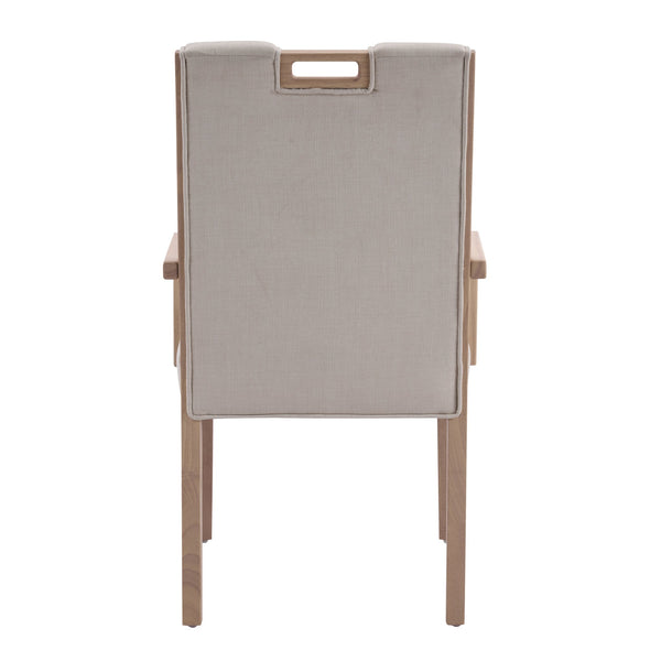 English Elm Upholstered Armchair Dining Chairs Rubberwood Frame Soft Padded Seat Set of 2 Beige,Natural N768P391161N