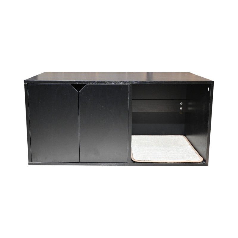 English Elm 35.83" Modern Black Cat Litter Box Enclosure with Durable PB/MDF Build and Corrugated Scratch Pad W1412P271585