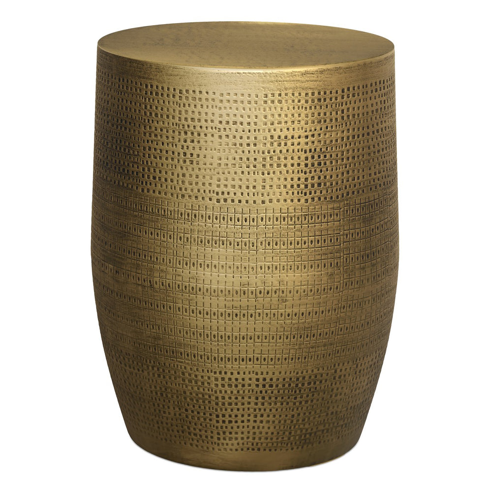 English Elm Johnsen Etched Web Pattern Accent Table 18" Round Iron Side Table Durable Powder-Coated Finish Antique Brass B136P361858