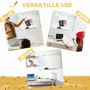 English Elm Vinsetto Frameless Tempered Glass Monthly Whiteboard Planner for Home Office Walls W2225P173871