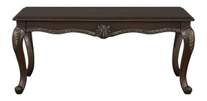English Elm Pierce Elegant Cherry Finish End Table with 25mm Thick Top, Floral Trim, Tufted Accents, Durable Build Cherry 52 L x 31 W x 8 H B2726P266120
