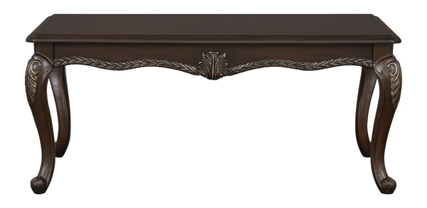 English Elm Pierce Elegant Cherry Finish End Table with 25mm Thick Top, Floral Trim, Tufted Accents, Durable Build Cherry 52 L x 31 W x 8 H B2726P266120