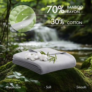 JLA Home Madison Park - Rayon Diamond Jacquard Bamboo Cotton Blanket — Silky, Breathable Throw with Lasting Softness & Gift Boxed Grey AM51-0516