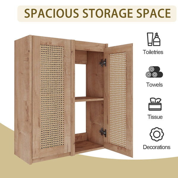 English Elm 24" Bathroom Side Cabinet - Wall-Mounted, Soft-Close Doors, Modern Design & Durable Storage Solution W999S00338