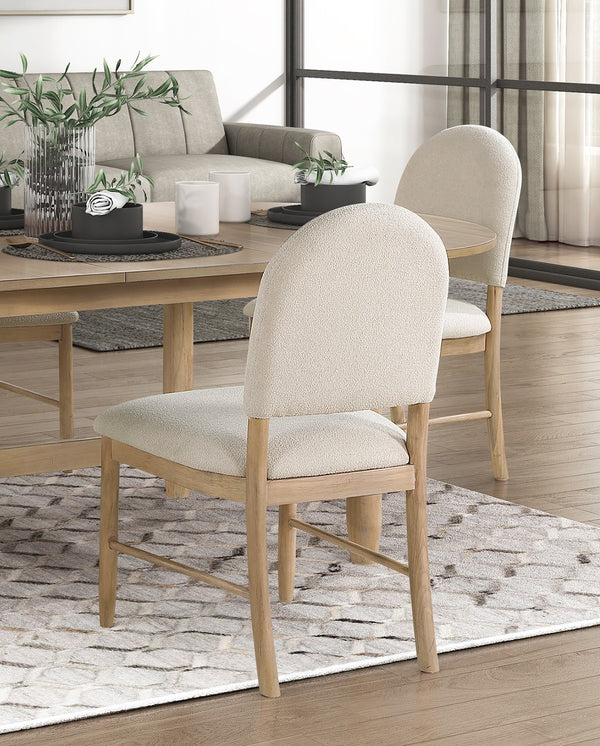 English Elm Classic Luxury 5-Piece Dining Set With Oval Extension Table & 4 Beige Upholstered Chairs For Elegance B011S01598