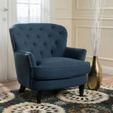 Christopher Knight Home® - Noble House - Tafted Diamond Tufted Dark Blue Fabric Club Chair