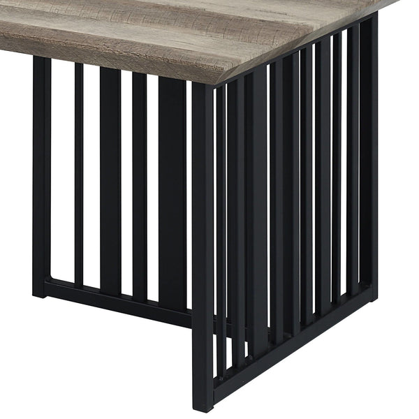 English Elm Antique Oak Coffee Table With Sturdy Black Metal Base - Stylish Blend Of Vintage And Modern Design B062P209139