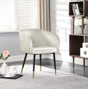 English Elm 1pc Velvet Barrel Back Accent Chair Gold Nailhead Trim Glamorous Curved Seat Cream B011P496762