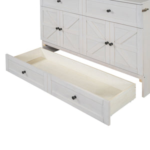 English Elm Full Size Murphy Bed Rattan Cabinet with Storage Drawers and Gold Hardware N708S00005AAK