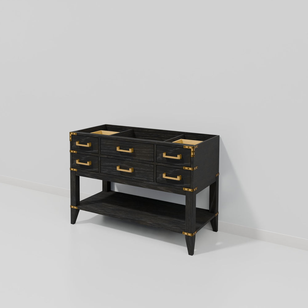 English Elm Black Oak Single-Sink Bath Vanity 48" W | Modern Design With Soft-Close Drawers & Open Shelf Storage B2731P261018
