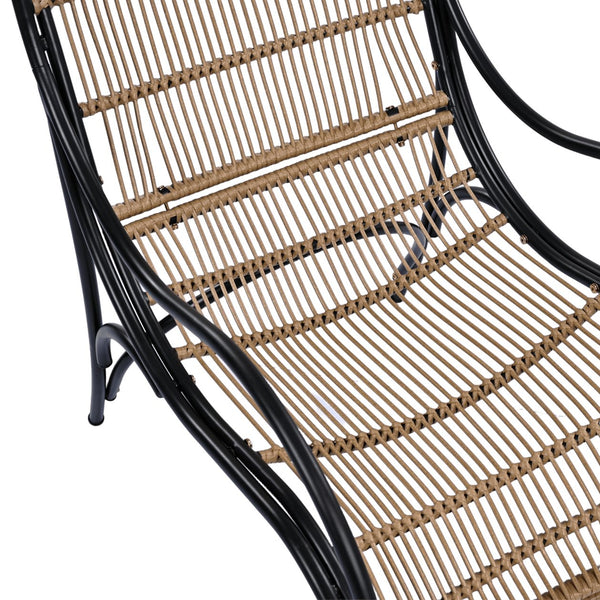 English Elm Christopher Knight Home® - 3 Piece Wicker Patio Set with Cloud-Like Cushions, Acacia Top Table, Rust-Resistant Steel Frame Beige,Black+Natural N780P209442N