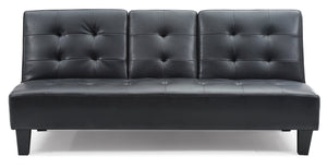 English Elm Richie G140-S Sofa Bed Black PU Faux Leather Convertible Sleeper with Cup Holders, Durable Frame B078108030