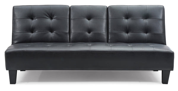 English Elm Richie G140-S Sofa Bed Black PU Faux Leather Convertible Sleeper with Cup Holders, Durable Frame B078108030