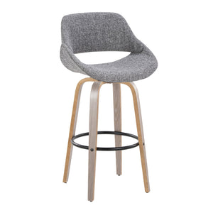 English Elm Fixed-height Swivel Barstools with Fabric Seat and Wood Legs for Kitchen Islands Set of 2 B202S01907