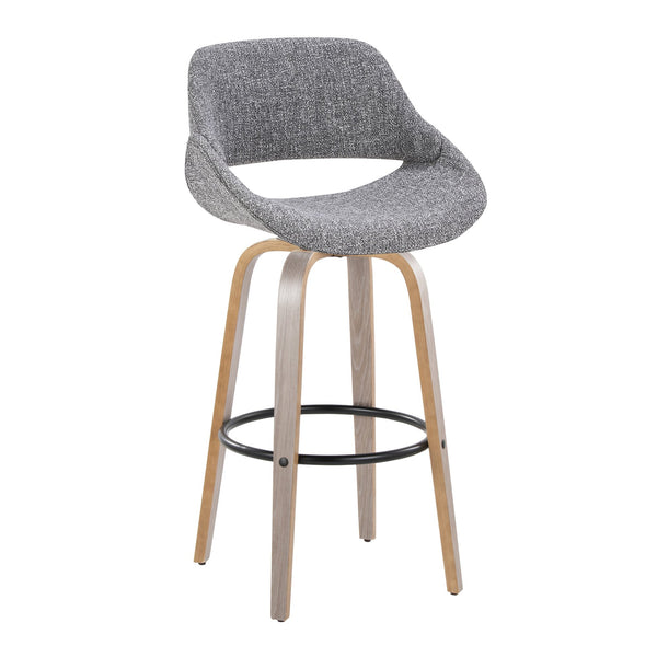 English Elm Fixed-height Swivel Barstools with Fabric Seat and Wood Legs for Kitchen Islands Set of 2 B202S01907