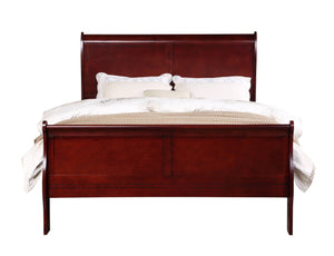 English Elm Cherry Sleigh Twin Bed with Casegood Drawer, Antique Brass Handles, Solid Pine Vintage Charm, Box Spring Required B062S00535