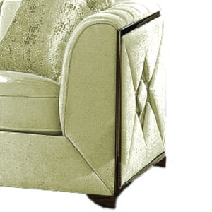 English Elm Velencia Modern Velvet Sofa with Gold Accents, Solid Wood Frame and Plush Cushions for Luxury Living Cream G150109223