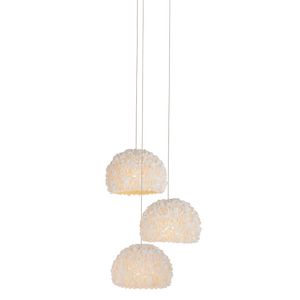 Virtu Round Multi-Drop Pendant Light – Handcrafted Clamrose Shells for Nature-Inspired Elegance