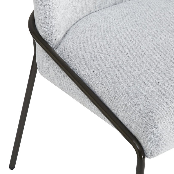 English Elm Modern Curved High Back Dining Chairs with Bronze Iron Frame Linen Upholstery Set of 2 N762P288935E