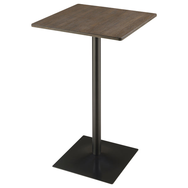 English Elm Staccato Bamboo Pub Table with Dark Elm Finish and Matte Black Pedestal Base B062P441014