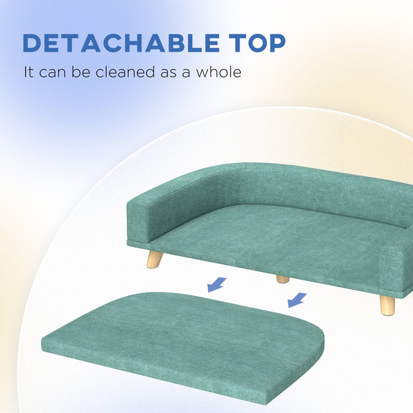 English Elm Pet Sofa Bed with Removable Washable Cushion Foam Padding and Pine Wood Legs T3971P407093