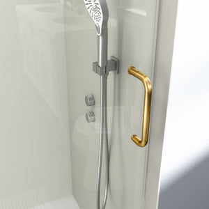 English Elm 56" Frameless Sliding Shower Door Brushed Gold Tempered Glass Walk-in Enclosure W1573P399019