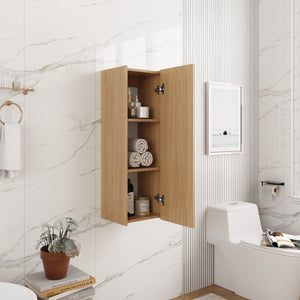 English Elm 12 Inch Oak Wall Mounted Cabinet Soft Close Door Narrow Bathroom Study Storage Unit W1972P457942