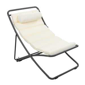 English Elm Trexm Rattan Wrapped Folding Outdoor Lounge Chair Set with Cushion and Adjustable Recline Black N715P428435D