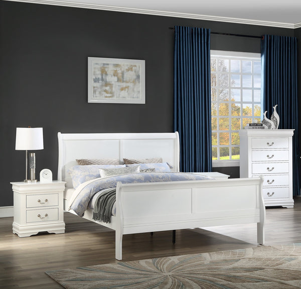 English Elm 1pc White Finish Five-Drawer Chest Louis Philip Style — Solid Wood, Sleek Contemporary Design With Ample Storage Space B011P193097